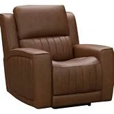 Pierce Zero Gravity Power Recliner with Power Head Rest & Lumbar in Cinnamon Brown Leather